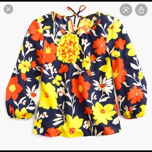 J. Crew Tops - J Crew Floral Silk Blouse